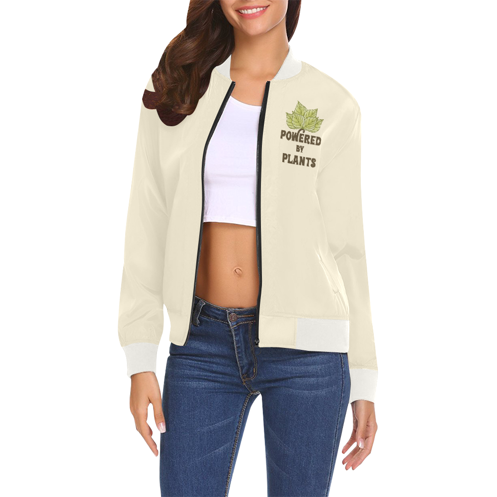 Powered by Plants (vegan) All Over Print Bomber Jacket for Women (Model H19)