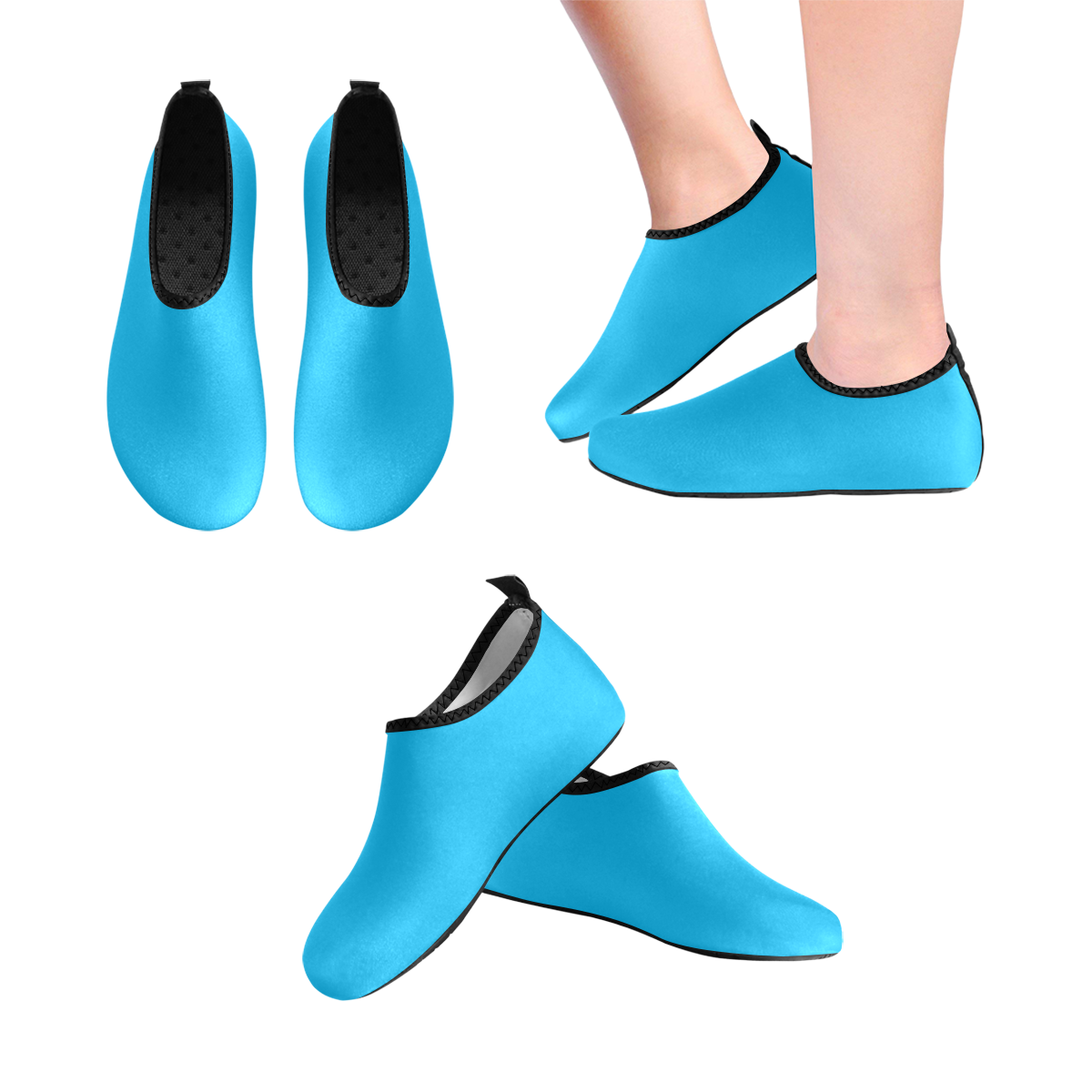 color deep sky blue Men's Slip-On Water Shoes (Model 056)