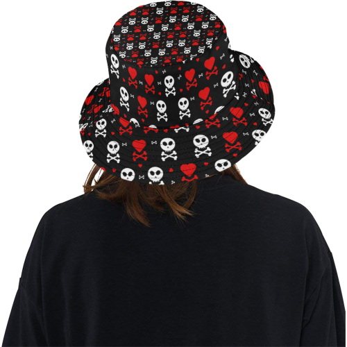 Skull and Crossbones All Over Print Bucket Hat