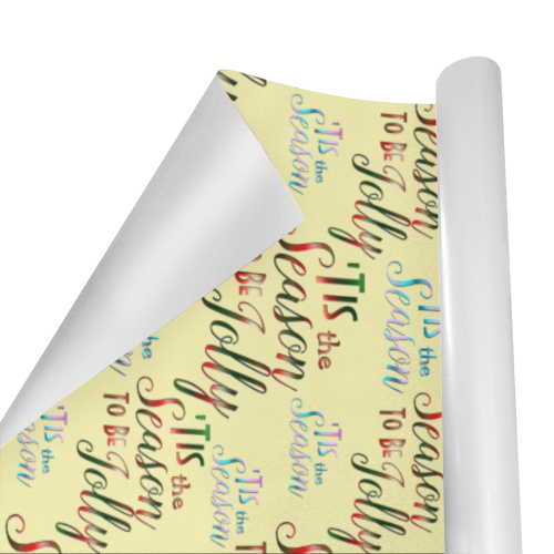 Christmas 'Tis The Season Pattern on Yellow Gift Wrapping Paper 58"x 23" (2 Rolls)