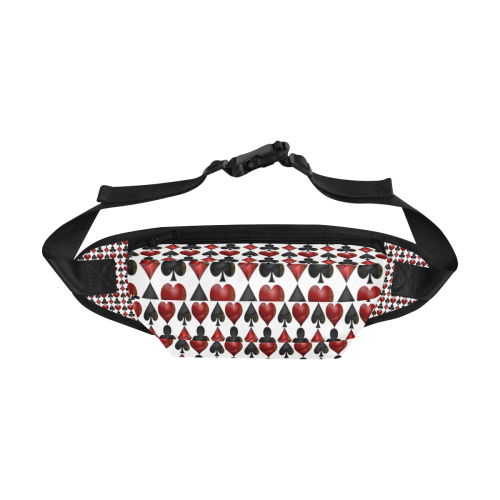 Black and Red Casino Poker Card Shapes Fanny Pack/Large (Model 1676)