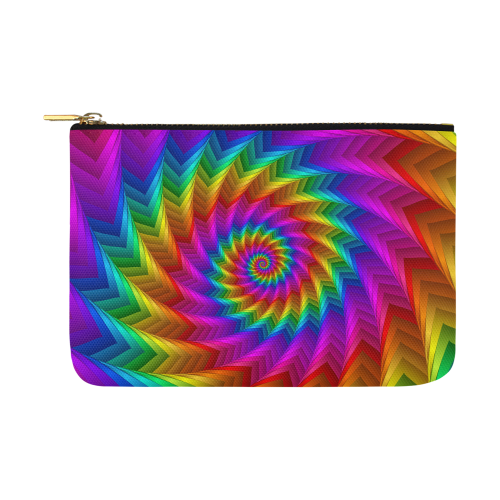 Psychedelic Rainbow Spiral Pouch Carry-All Pouch 12.5''x8.5''