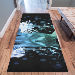 Awesome wolf with flowers Area Rug 9'6''x3'3''