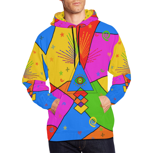 All Seeing Eye Popart All Over Print Hoodie for Men (USA Size) (Model H13)