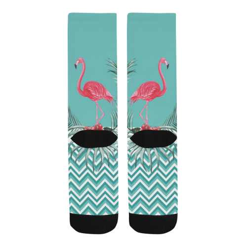 Retro Flamingo Chevron Men's Custom Socks