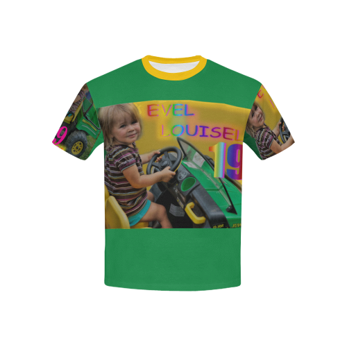 LOUISEL 2 Kids' All Over Print T-Shirt with Solid Color Neck (Model T40)