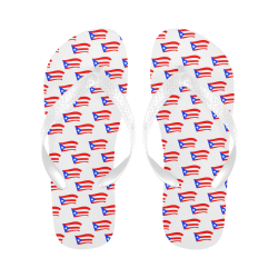 Puerto Rican Flags White Strap Flip Flops for Men/Women (Model 040)