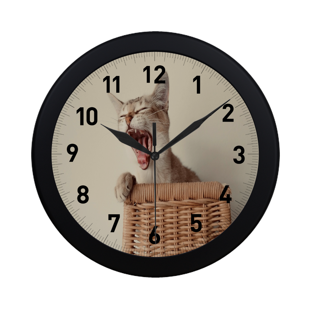 Yawning Cat Circular Plastic Wall clock