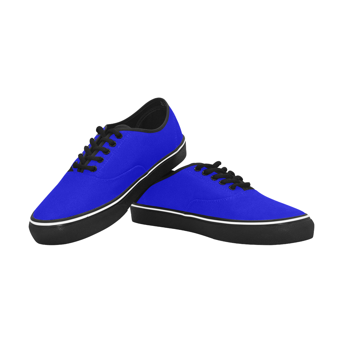 color medium blue Classic Men's Canvas Low Top Shoes (Model E001-4)