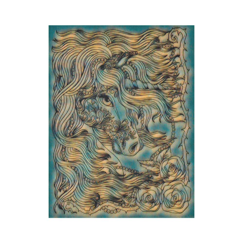 Arctic Cloud Unicorn Airbrush Blacklight Cotton Linen Wall Tapestry 60"x 80"
