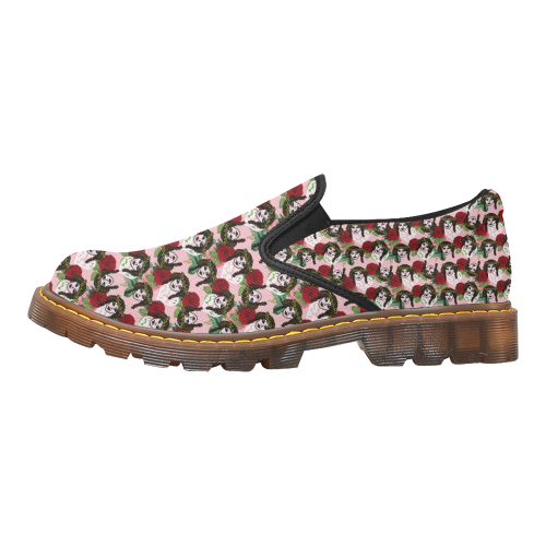 vintage hippie girl pattern pnk Martin Women's Slip-On Loafer (Model 12031)