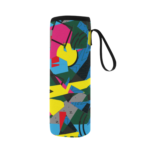 Crolorful shapes Neoprene Water Bottle Pouch/Large