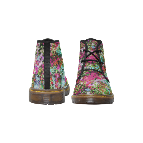 FLORAL DESIGN 14 Men's Canvas Mid-Top Boots (Model 2402-1)