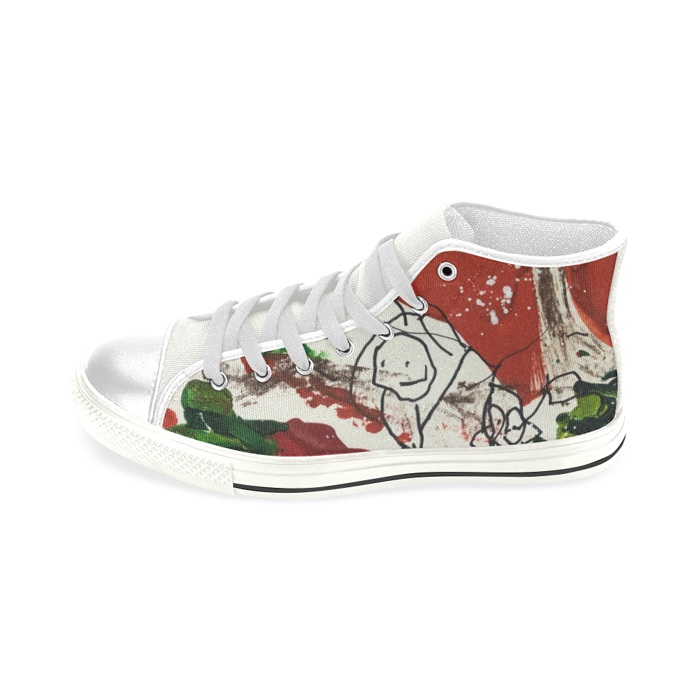 Red Familly feilds Men High top - White Men’s Classic High Top Canvas Shoes (Model 017)
