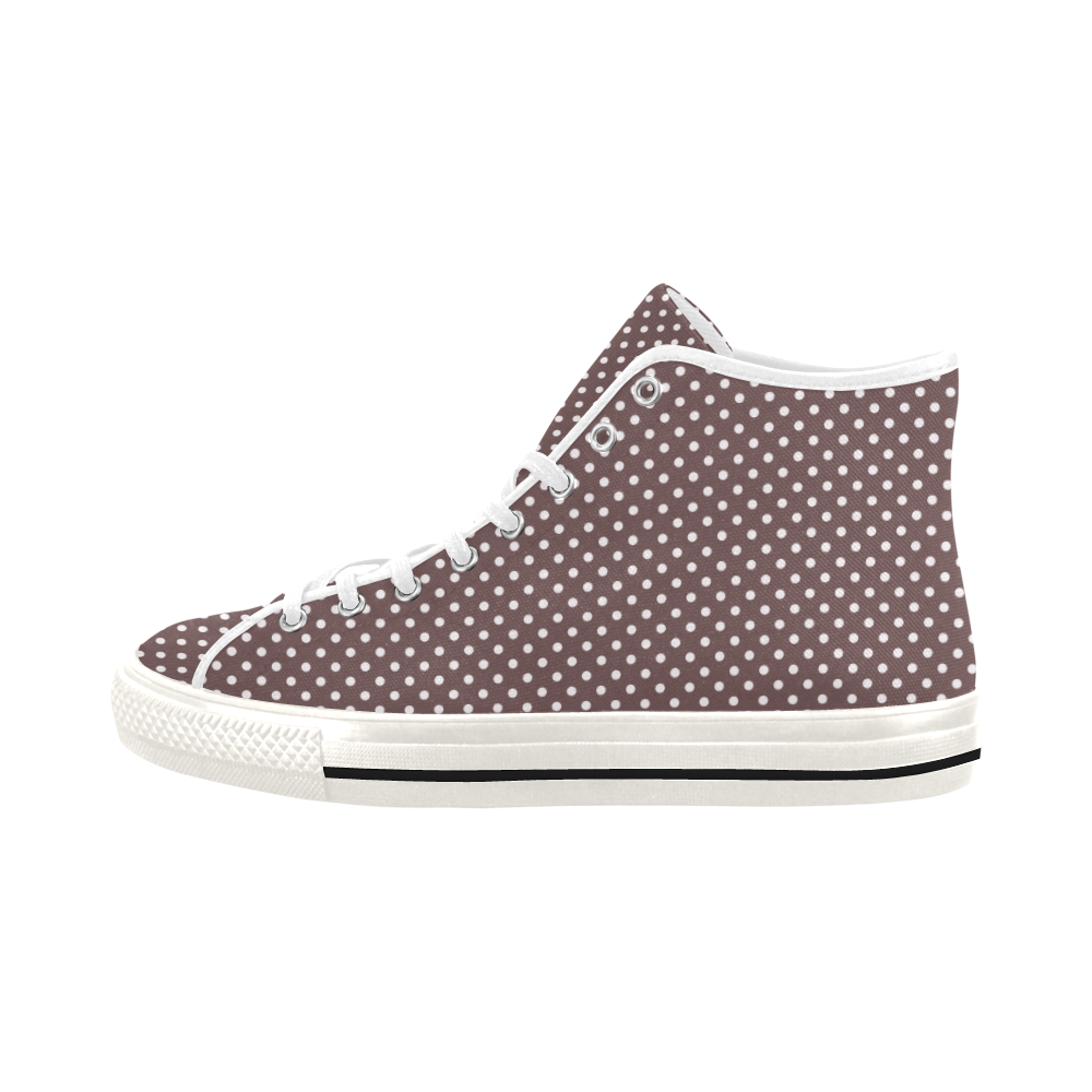 Chocolate brown polka dots Vancouver H Women's Canvas Shoes (1013-1)