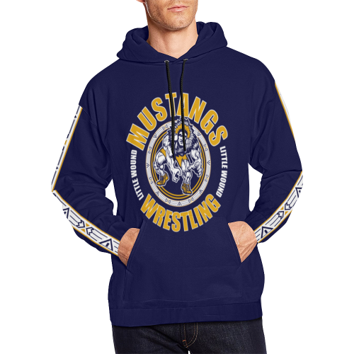 Little Wound Mustangs Dark Blue All Over Print Hoodie for Men/Large Size (USA Size) (Model H13)