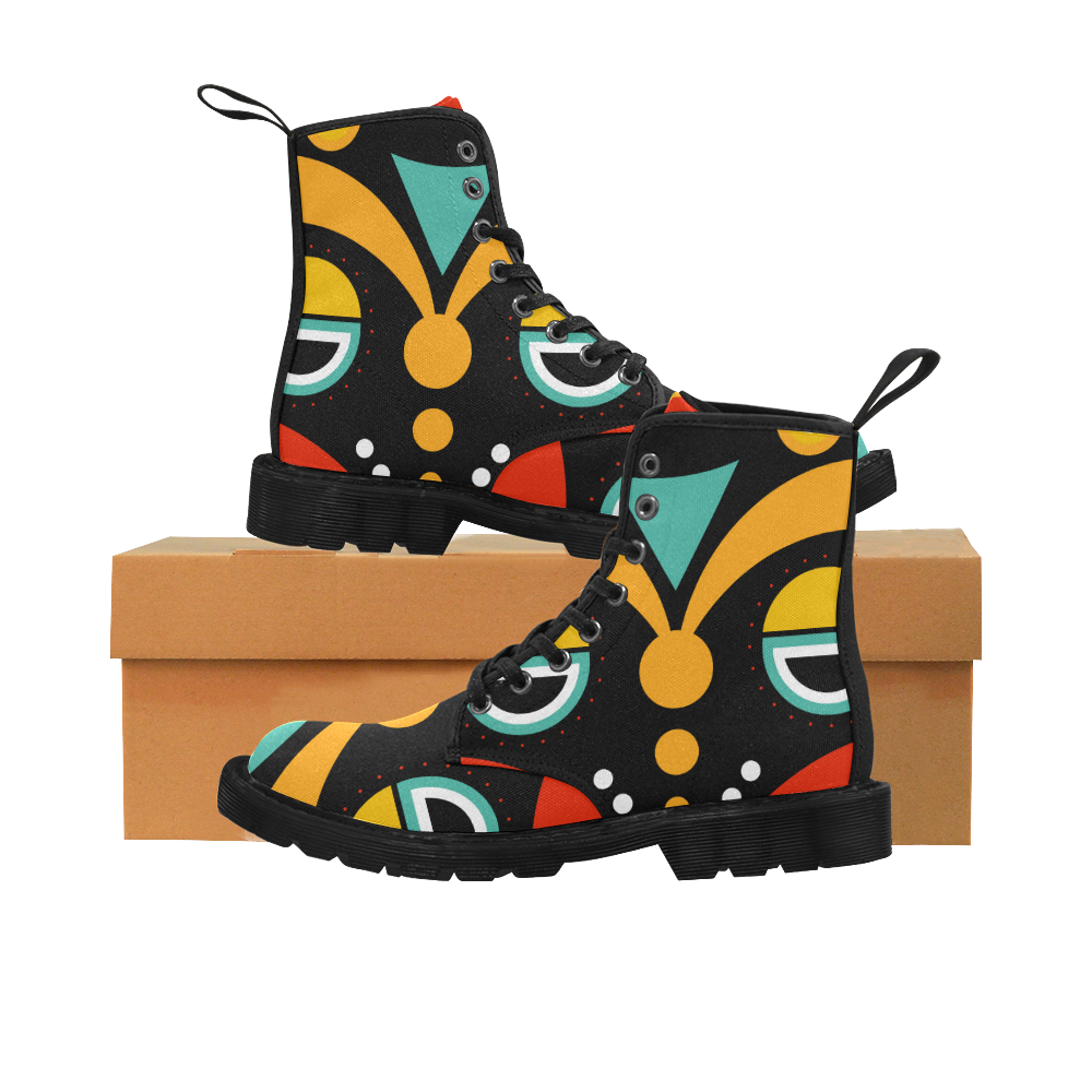 african traditional Martin Boots for Women (Black) (Model 1203H)