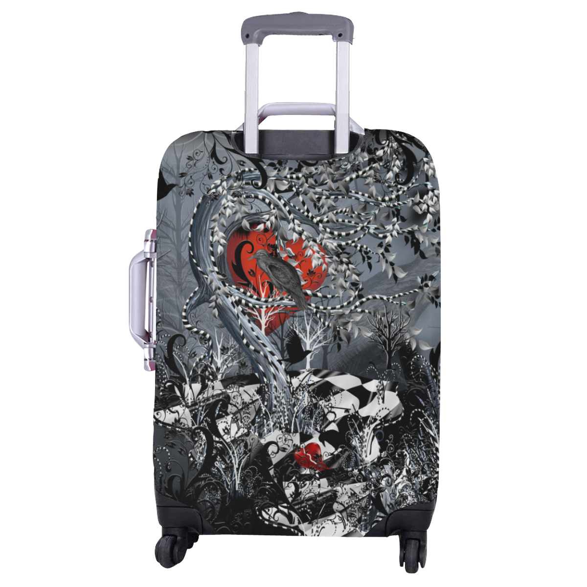 Luggage Cover Raven Heart Print By Juleez Luggage Cover/Large 26"-28"