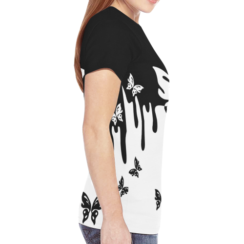 Animals Nature - Splashes Tattoos with Butterflies New All Over Print T-shirt for Women (Model T45)