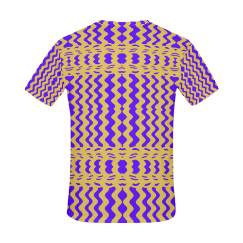 Purple Yellow Modern  Waves Lines All Over Print T-Shirt for Men (USA Size) (Model T40)