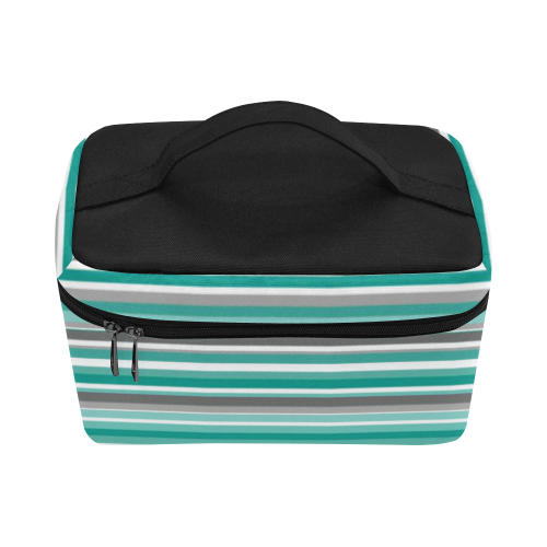 Turquoise Shades Stripe Cosmetic Bag/Large (Model 1658)