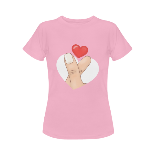 Finger Heart / Pink Women's Classic T-Shirt (Model T17）