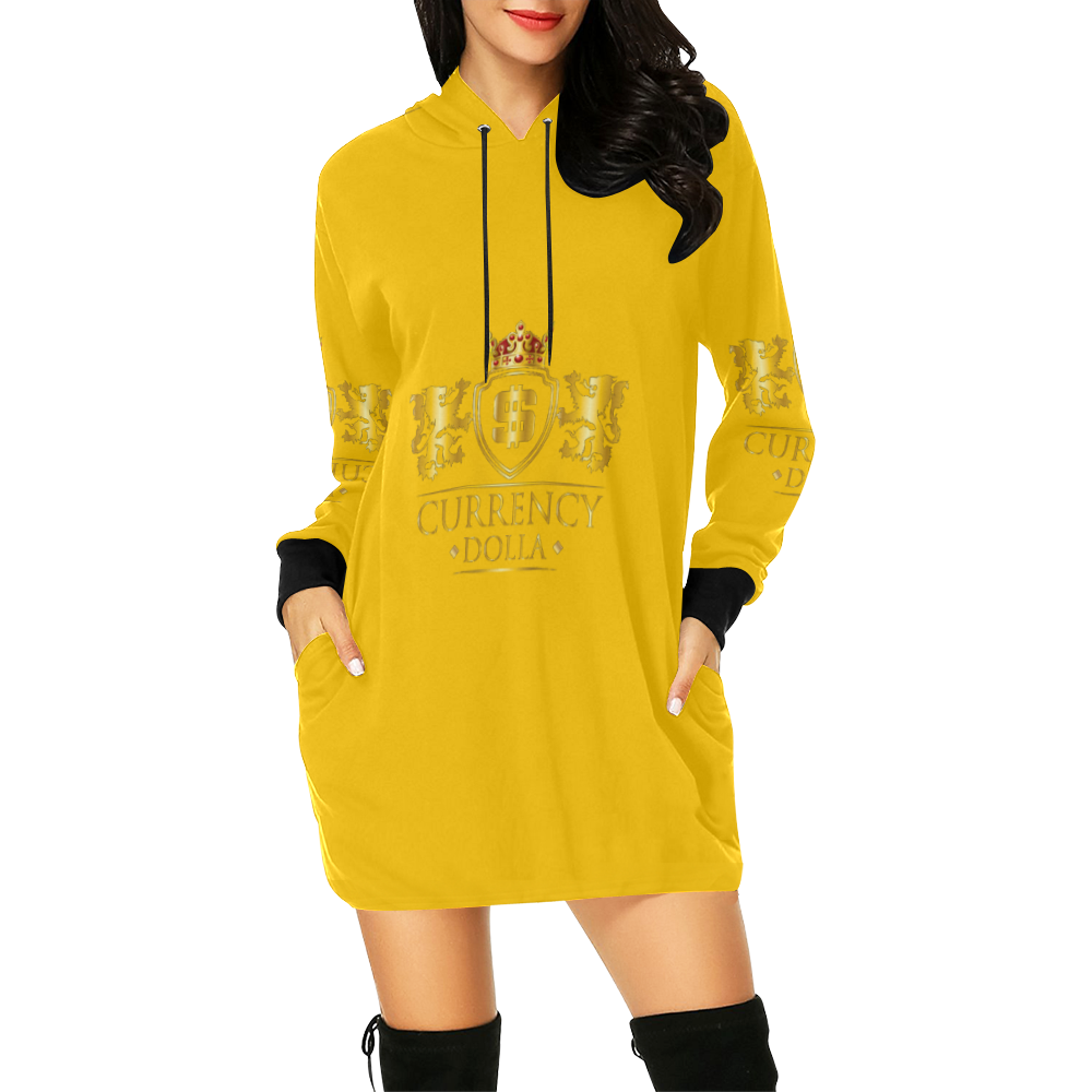 CURRENCY_DOLLA All Over Print Hoodie Mini Dress (Model H27)