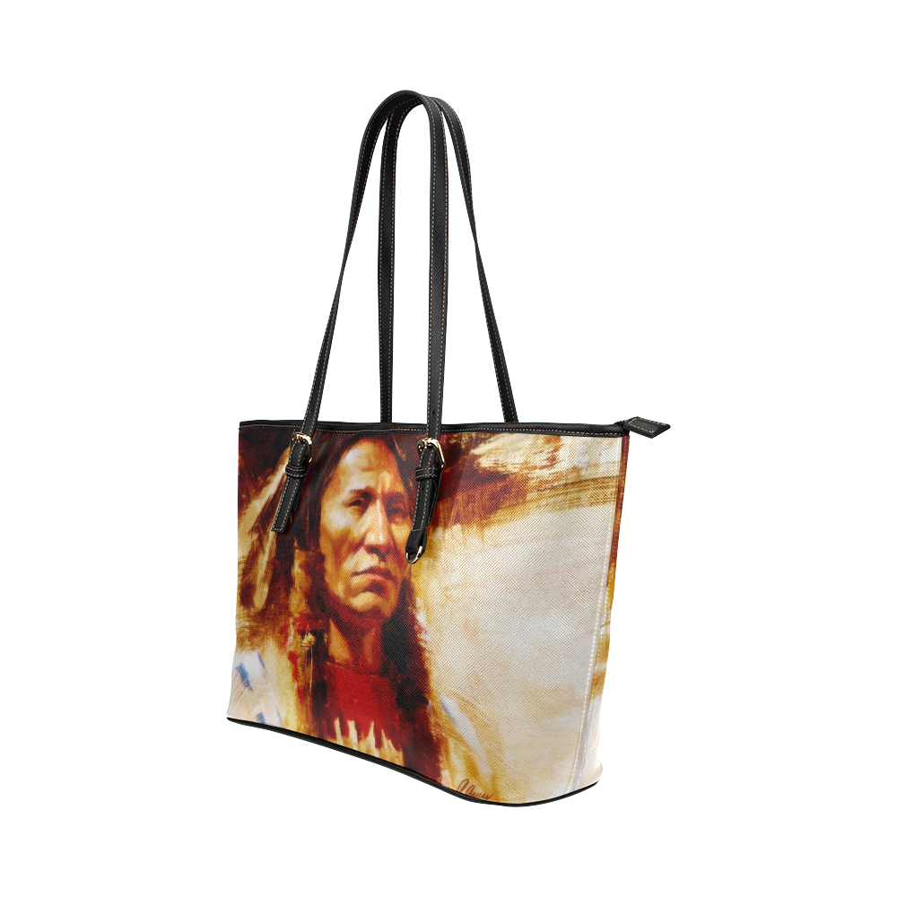 Native American Leather Tote Bag/Small (Model 1651)