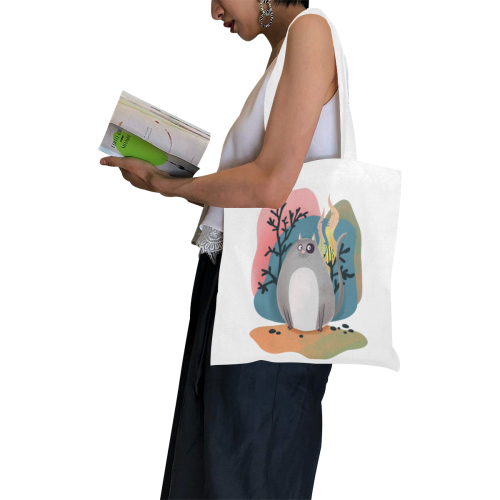 Ocean Cat Canvas Tote Bag/Small (Model 1700)