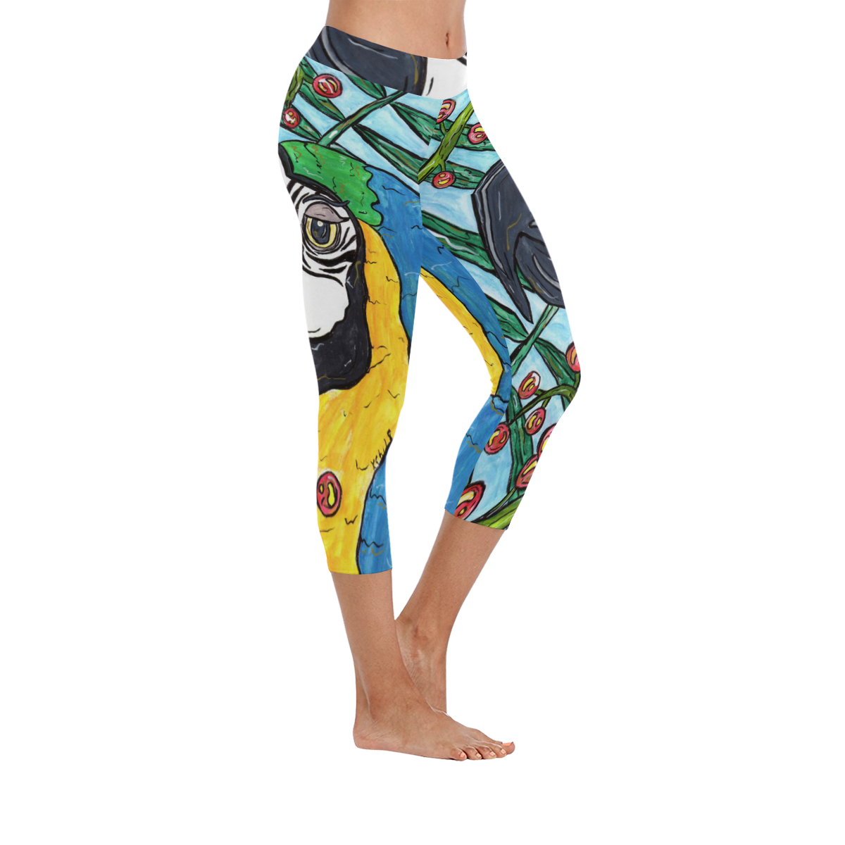 Max the Macaw Capri leggings Women's Low Rise Capri Leggings (Invisible Stitch) (Model L08)