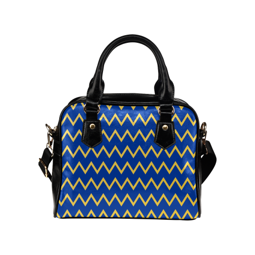 Chevron Jaune/Bleu Shoulder Handbag (Model 1634)