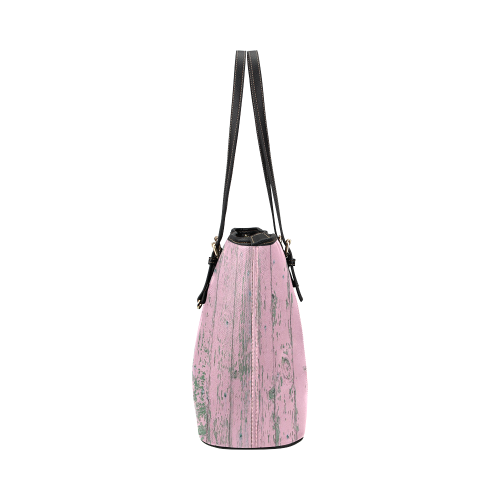 old pink wood wall Leather Tote Bag/Large (Model 1651)
