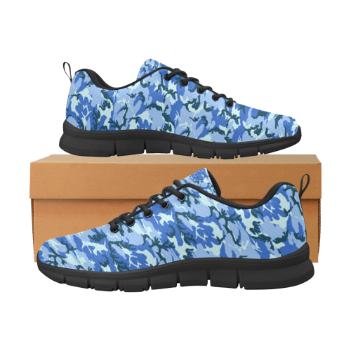Woodland Blue Camouflage Men's Breathable Running Shoes (Model 055)