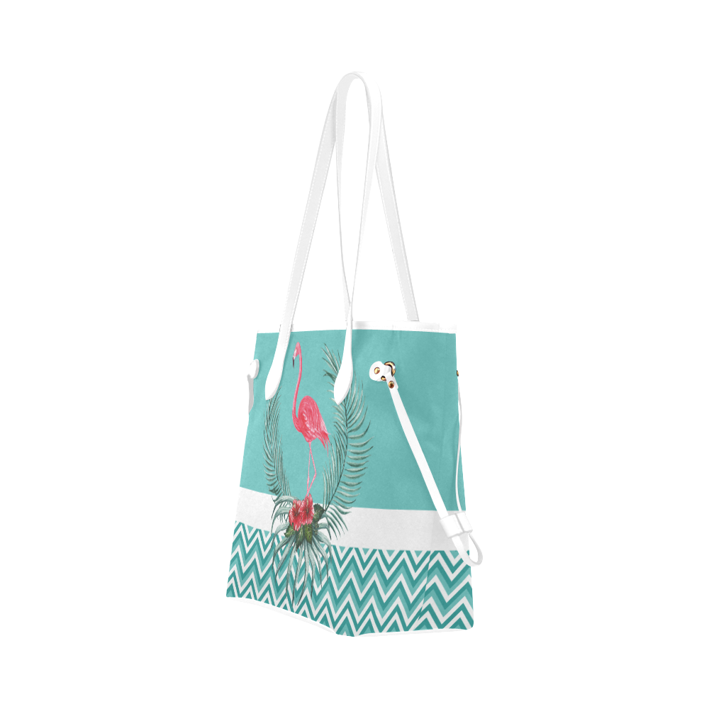 Retro Flamingo Chevron Clover Canvas Tote Bag (Model 1661)