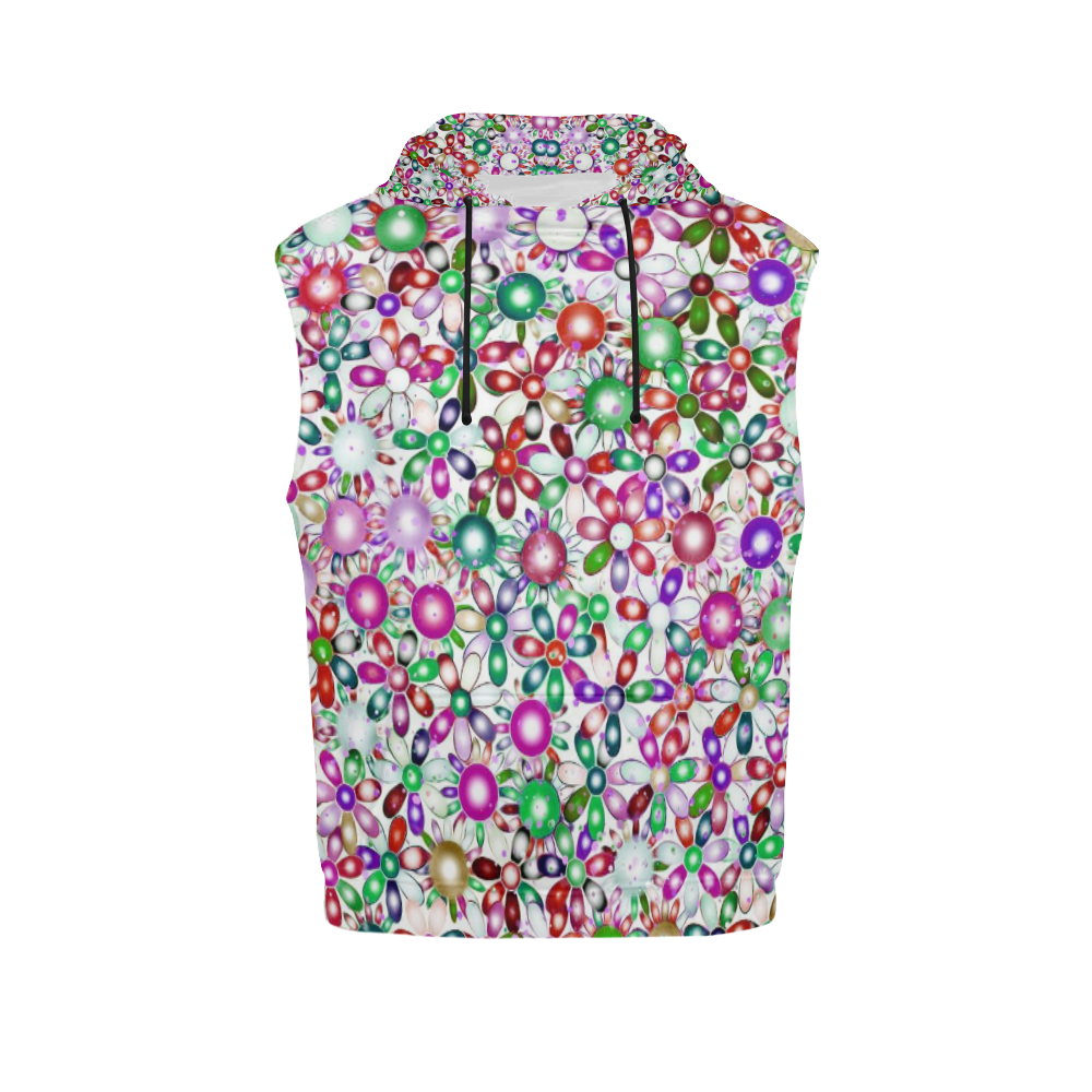 Vivid floral pattern 4181A by FeelGood All Over Print Sleeveless Hoodie for Women (Model H15)