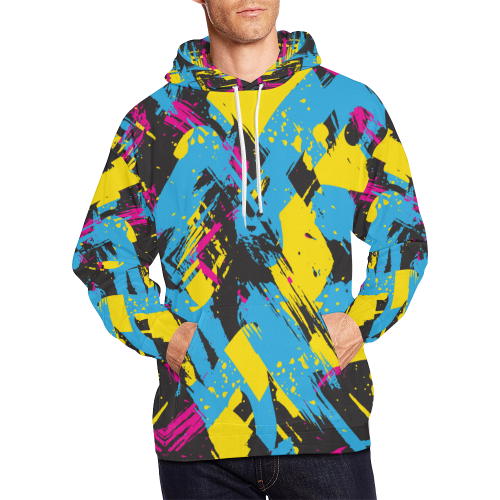 Colorful paint stokes on a black background All Over Print Hoodie for Men (USA Size) (Model H13)