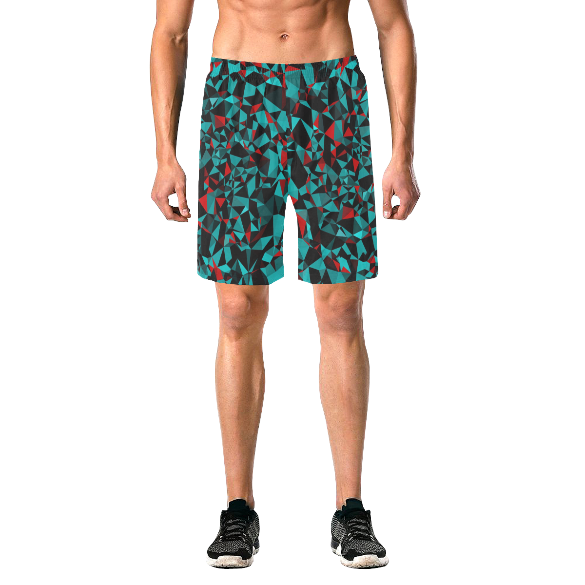 Geo Print Men's All Over Print Elastic Beach Shorts (Model L20)