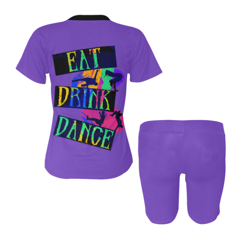 Break Dancing Colorful / Purple Women's Short Yoga Set