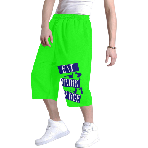 Break Dancing Blue / Neon Green Men's All Over Print Baggy Shorts (Model L37)