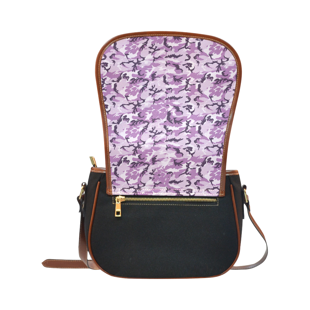 Woodland Pink Purple Camouflage Saddle Bag/Small (Model 1649)(Flap Customization)