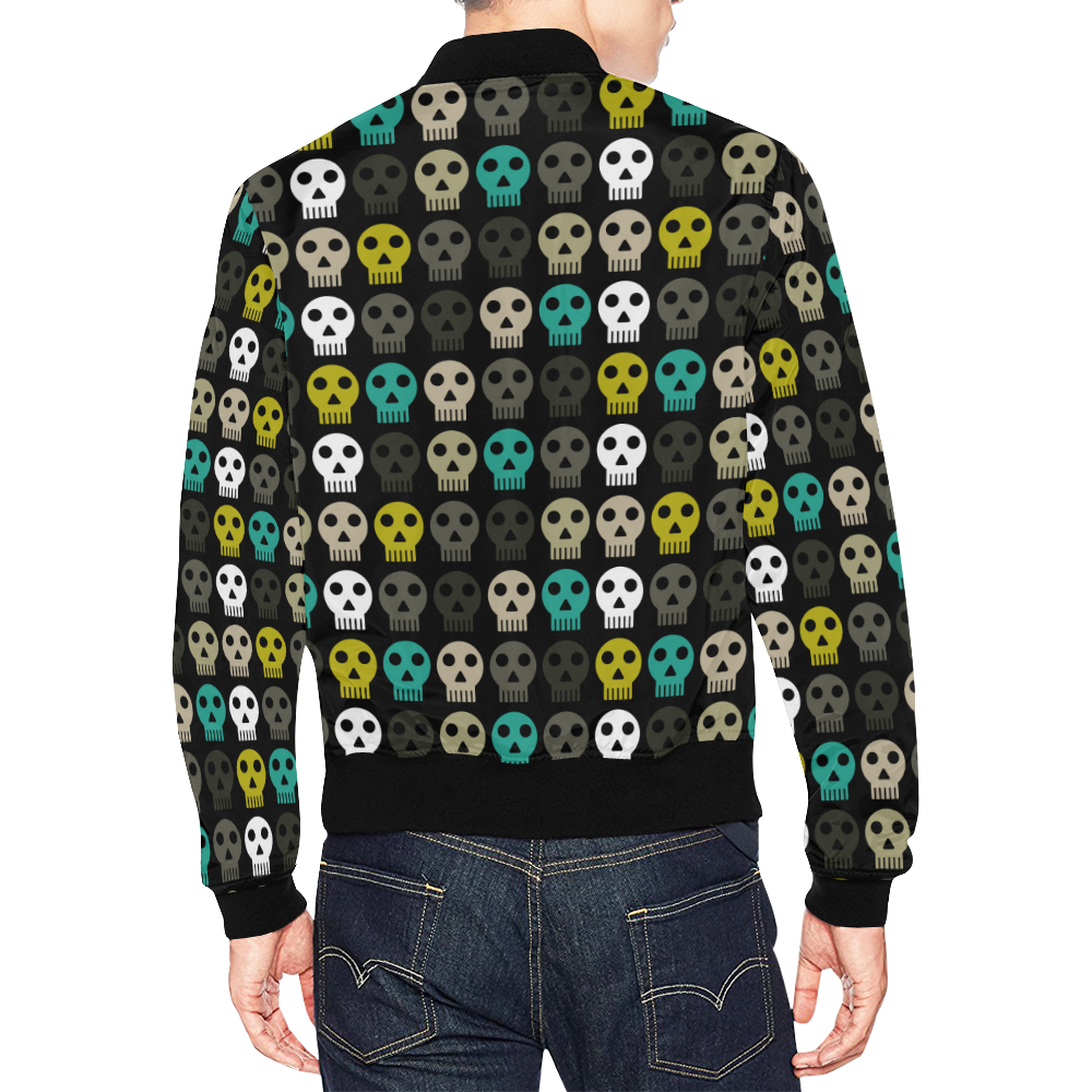 funky dead skulls All Over Print Bomber Jacket for Men (Model H19)