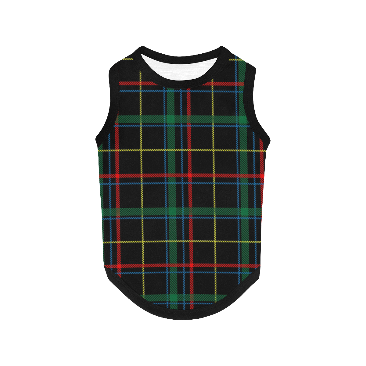 Black Red Green Plaid All Over Print Pet Tank Top