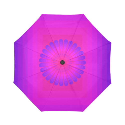 Violet flower on violet pink multiple squares Auto-Foldable Umbrella (Model U04)
