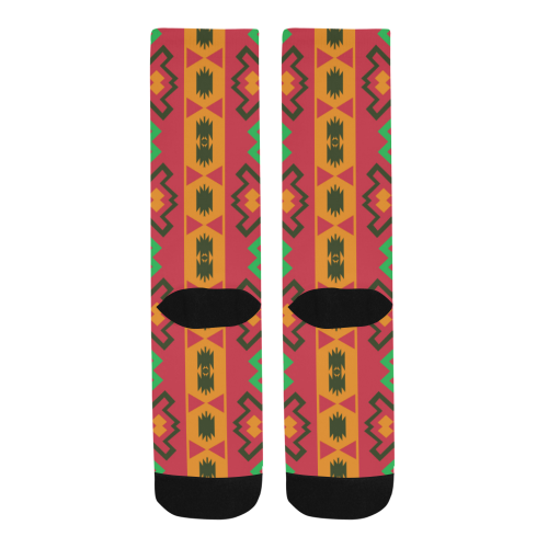 Tribal shapes in retro colors (2) Trouser Socks