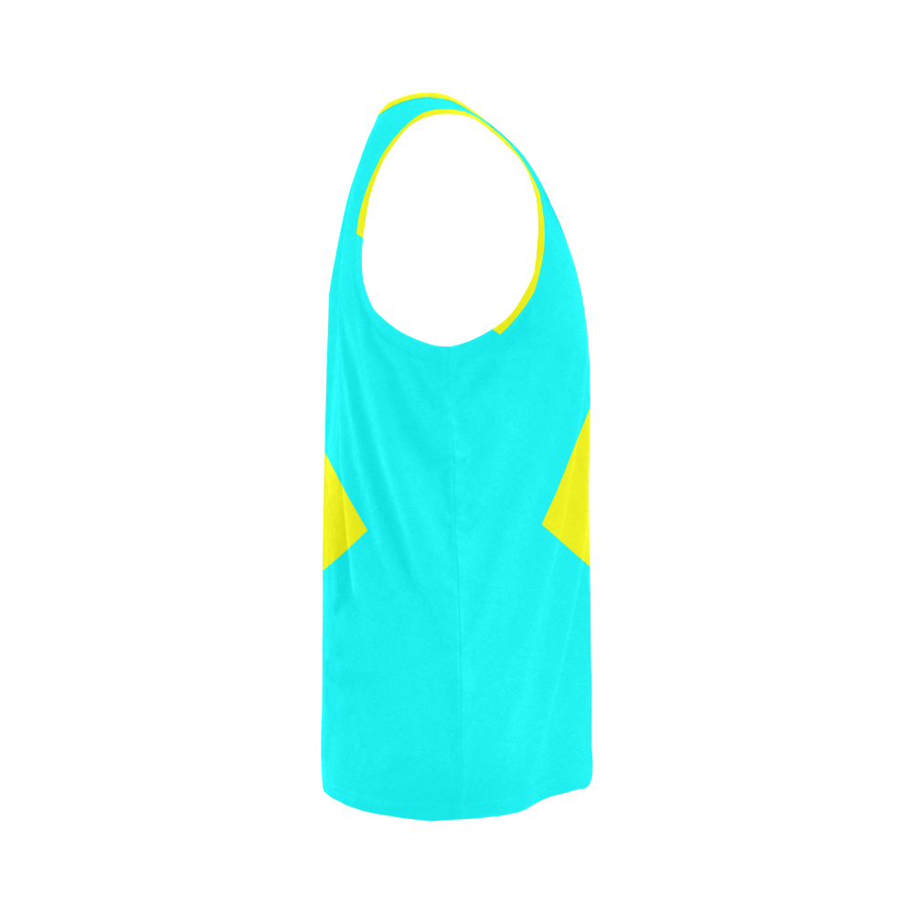 Bright Neon Yellow / Blue All Over Print Tank Top for Men (Model T43)