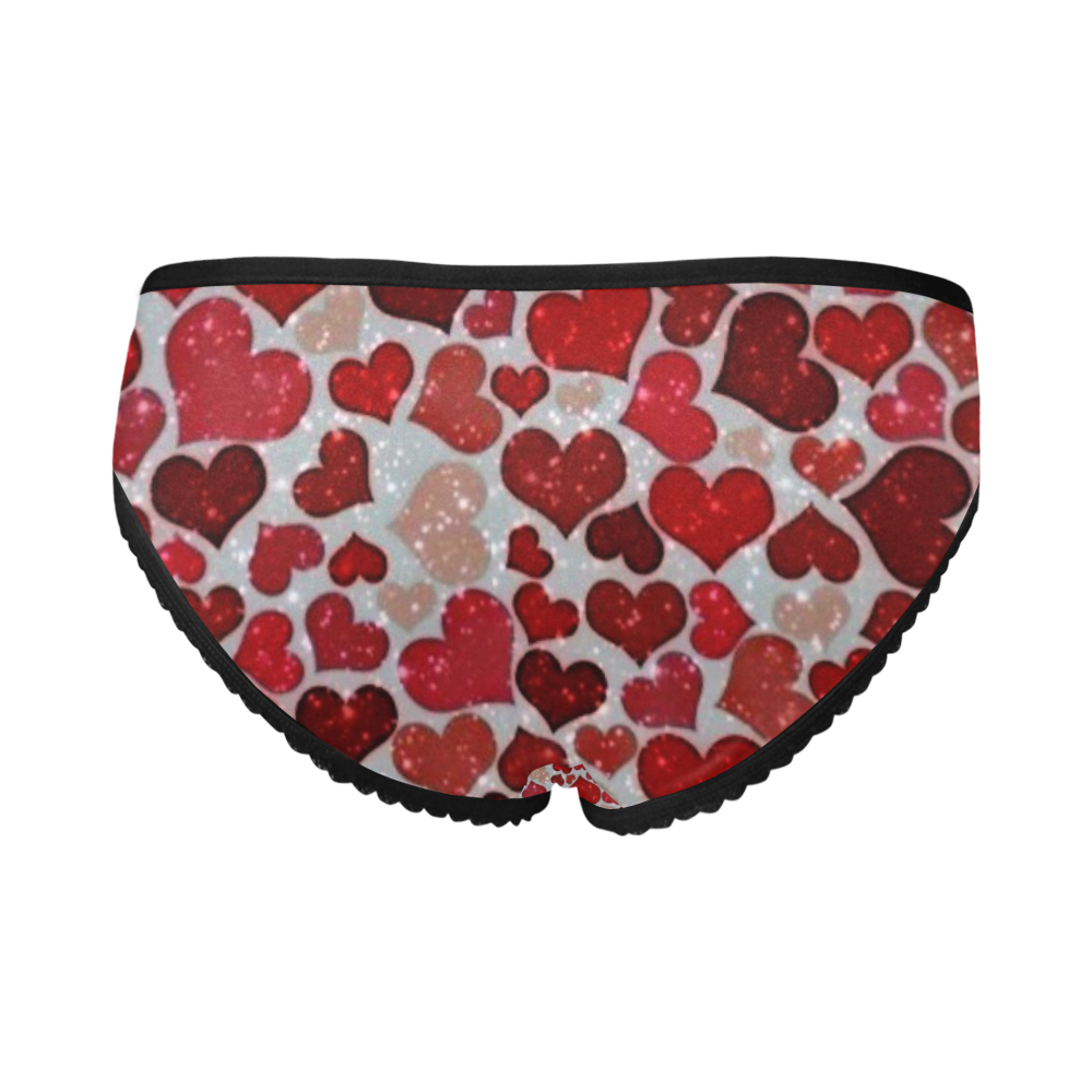sparkling hearts, red Women's All Over Print Girl Briefs (Model L14)
