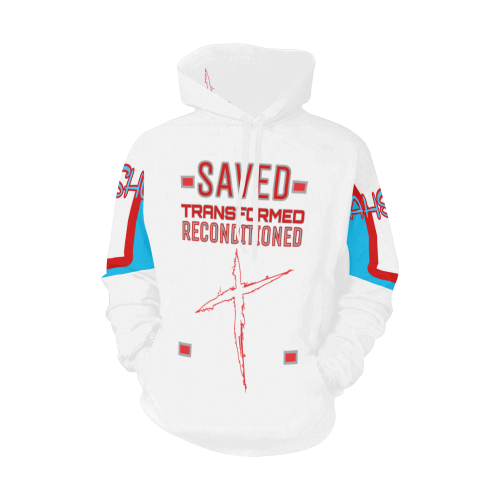 Saved Transformed Tee White All Over Print Hoodie for Men/Large Size (USA Size) (Model H13)