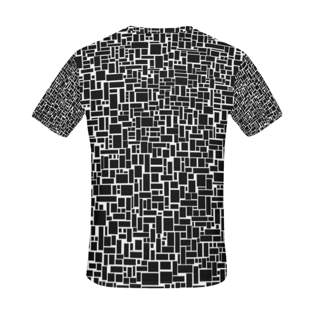 BLACK AND WHITE BOX PATTERN All Over Print T-Shirt for Men (USA Size) (Model T40)