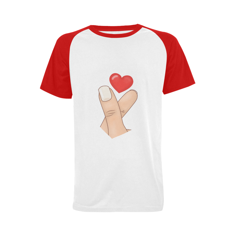 Finger Heart / Red Men's Raglan T-shirt Big Size (USA Size) (Model T11)
