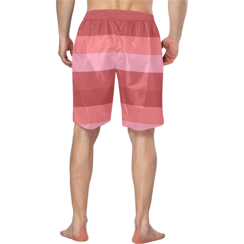 Shades Of Coral Stripes Men's Swim Trunk/Large Size (Model L21)
